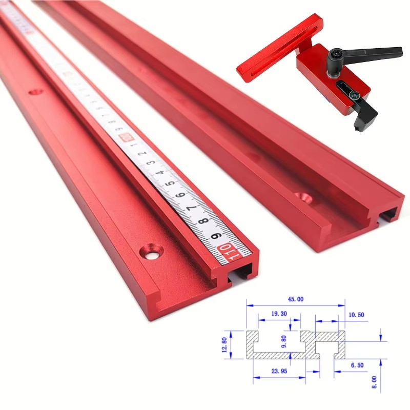 Aluminum T-Slot Profile - รางอลูมิเนียมอัลลอยด์แบบ T-tracks รุ่น 45 พร้อมตัวหยุดรางแบบมาตรฐาน สำหรับงานไม้