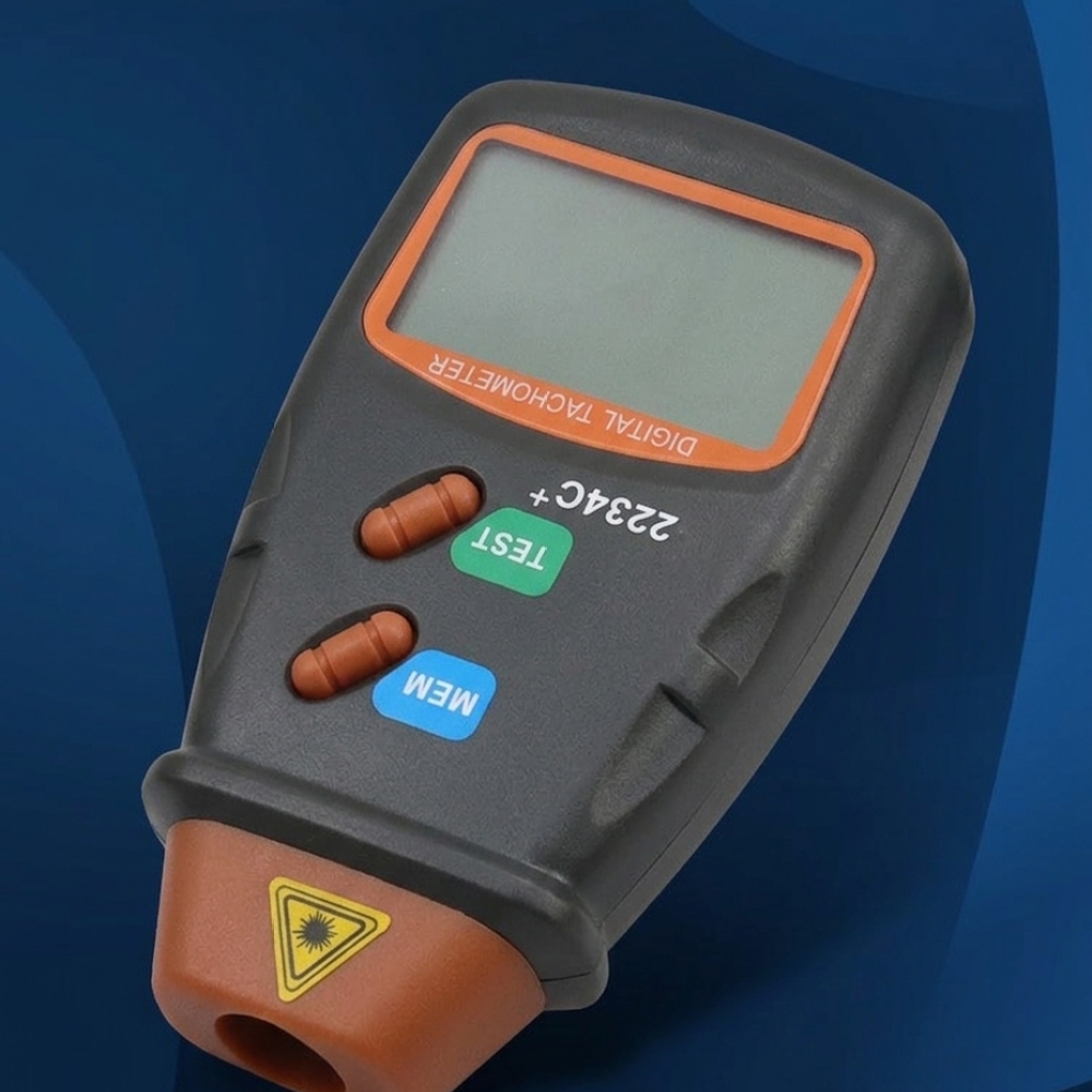 Industrial Laser Tachometer - เครื่องวัดความเร็วแบบดิจิตอลชนิดมือถือ ไม่ต้องสัมผัส สำหรับวัดรอบต่อนาที (RPM) ความเร็ว และการวัดที่แม่นยำ