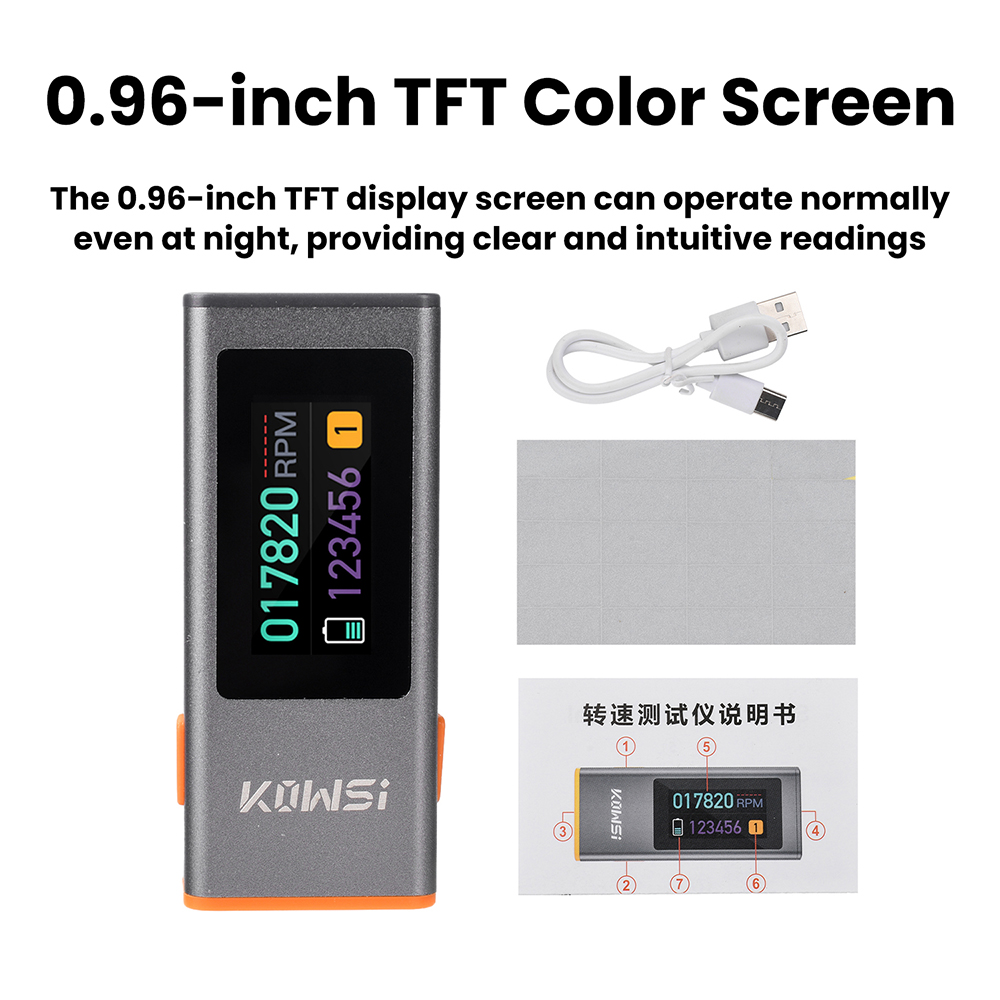 Industrial Laser Tachometer - เครื่องวัดความเร็วรอบแบบอินฟราเรด TFT ขนาด 0.96 นิ้ว เครื่องวัดความเร็วรอบแบบไม่สัมผัส