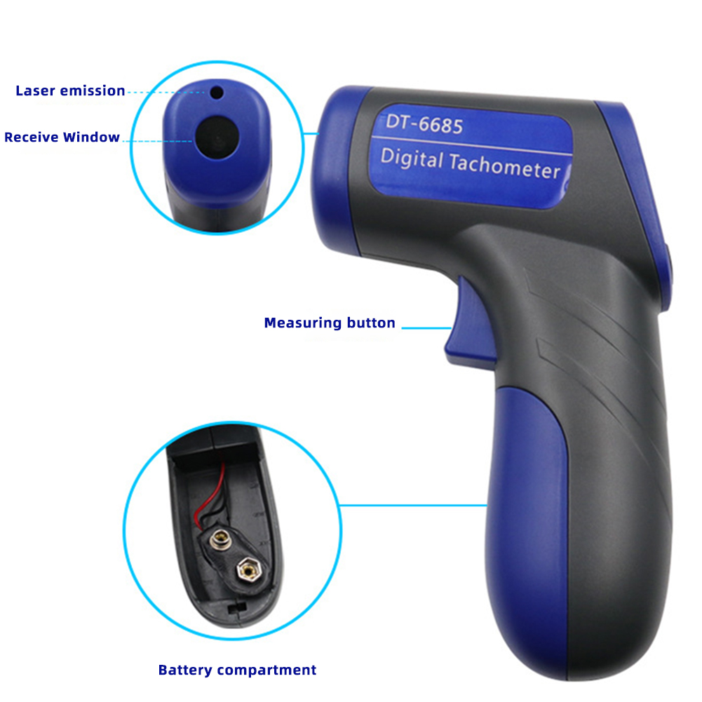 Industrial Laser Tachometer - เครื่องวัดความเร็วเลเซอร์อินฟราเรดแบบไม่สัมผัสเครื่องมือทดสอบความเร็วอัตโนมัติแบบพกพาสำหรับอุตสาหกรรมพัดลม