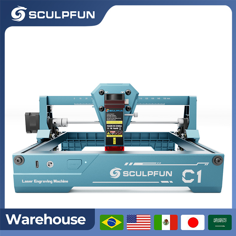 Industrial Laser Cutting - เครื่องแกะสลักเลเซอร์พกพา Sculpfun 3W C1 Mini พร้อมจุดเลเซอร์ละเอียดพิเศษ