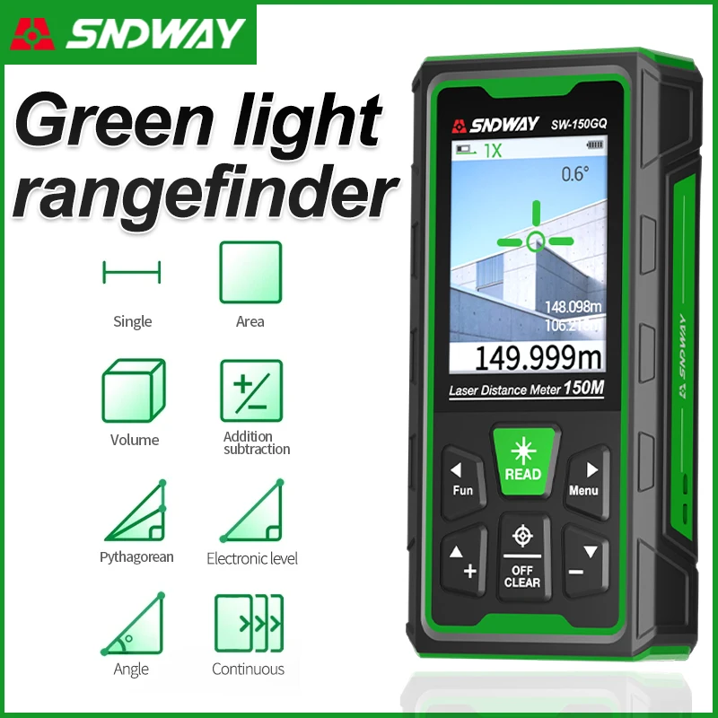 Industrial Laser Alignment Tool - เครื่องวัดระยะด้วยเลเซอร์สีเขียว ดิจิตอลเรนจ์ไฟน์เดอร์ ระยะวัด 150ม. 100ม. 80ม.