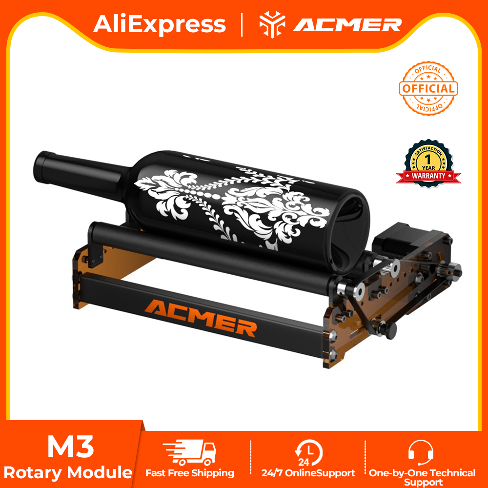 Rotary Axis Laser Engraver - ACMER M3 เลเซอร์โรตารีลูกกลิ้ง 360 ° ลูกกลิ้งโรตารีแกน
