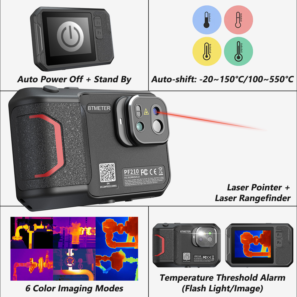 Industrial Laser Guide - กล้องถ่ายภาพความร้อนแบบมือถือ 256x192 อินฟราเรด -20 ℃ ~550