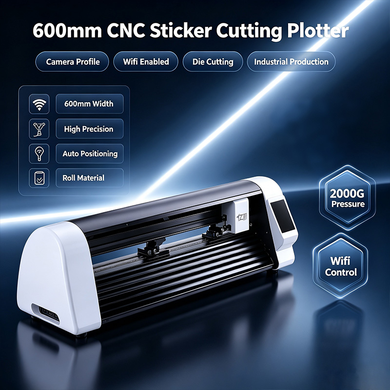 Industrial Laser Cutting - เครื่องตัดสติ๊กเกอร์ด้วยเลเซอร์ CNC ขนาด 600 มม. พร้อมกล้อง