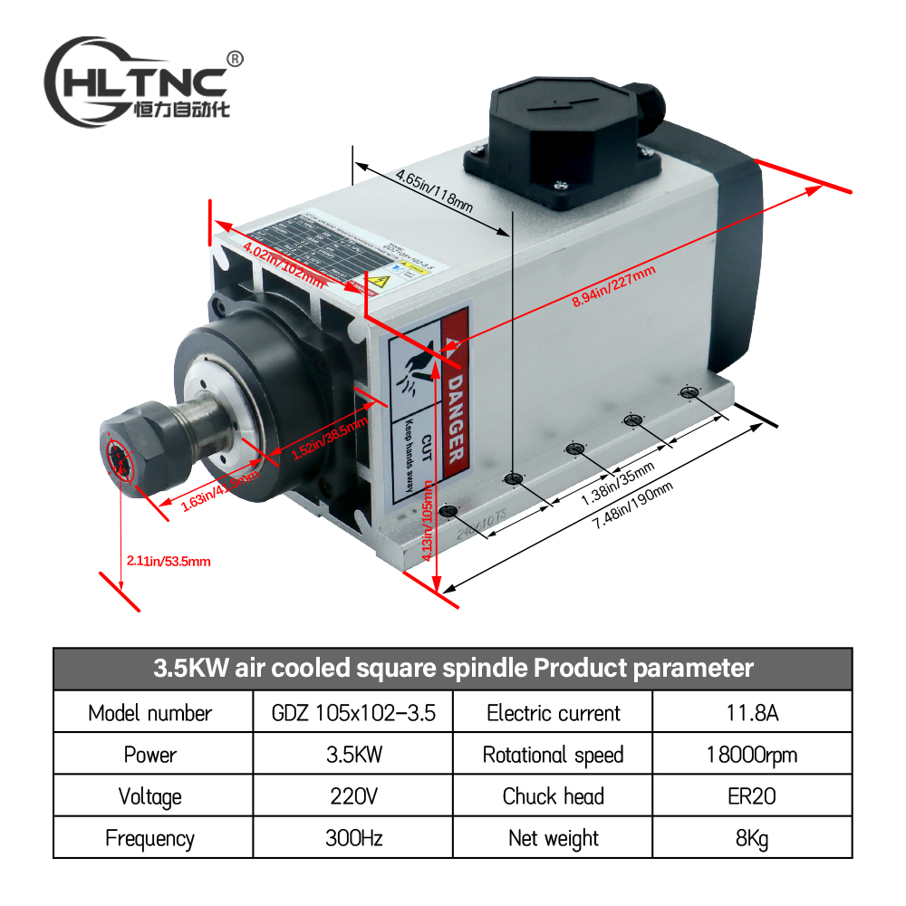 มอเตอร์แกนหมุน 3.5KW ER20 220V - Cnc Spindle Motor บทวิจารณ์และราคา