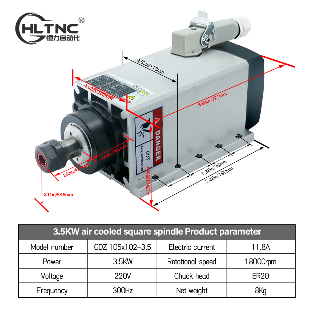 มอเตอร์แกนหมุน 3.5KW ER20 220V - Cnc Spindle Motor บทวิจารณ์และราคา