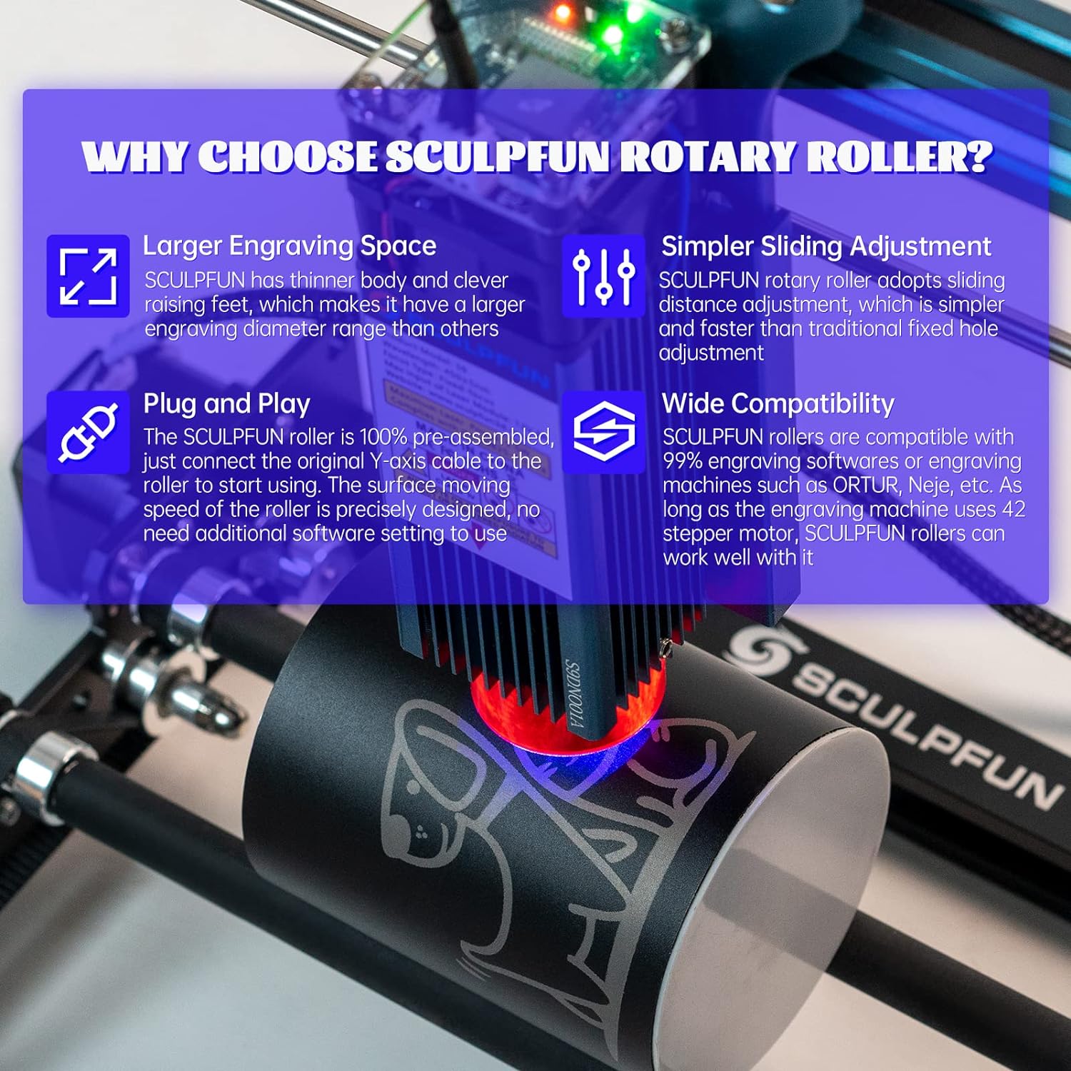 SCULPFUN Laser Rotary Roller เ - Rotary Axis Laser Engraver บทวิจารณ์และราคา