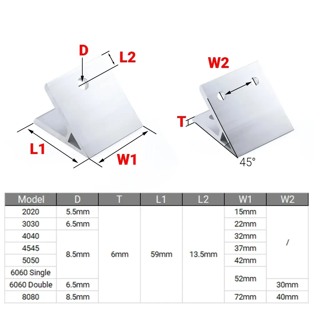 4 ชิ้น 45 องศามุมมุม 2020 3030 - Aluminum T-Slot Profile บทวิจารณ์และราคา
