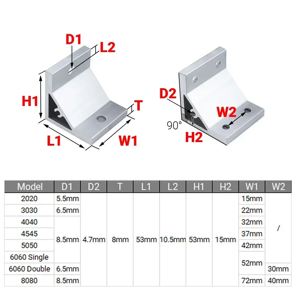 4 ชิ้น 90 องศามุมมุม 2020 3030 - Aluminum T-Slot Profile บทวิจารณ์และราคา