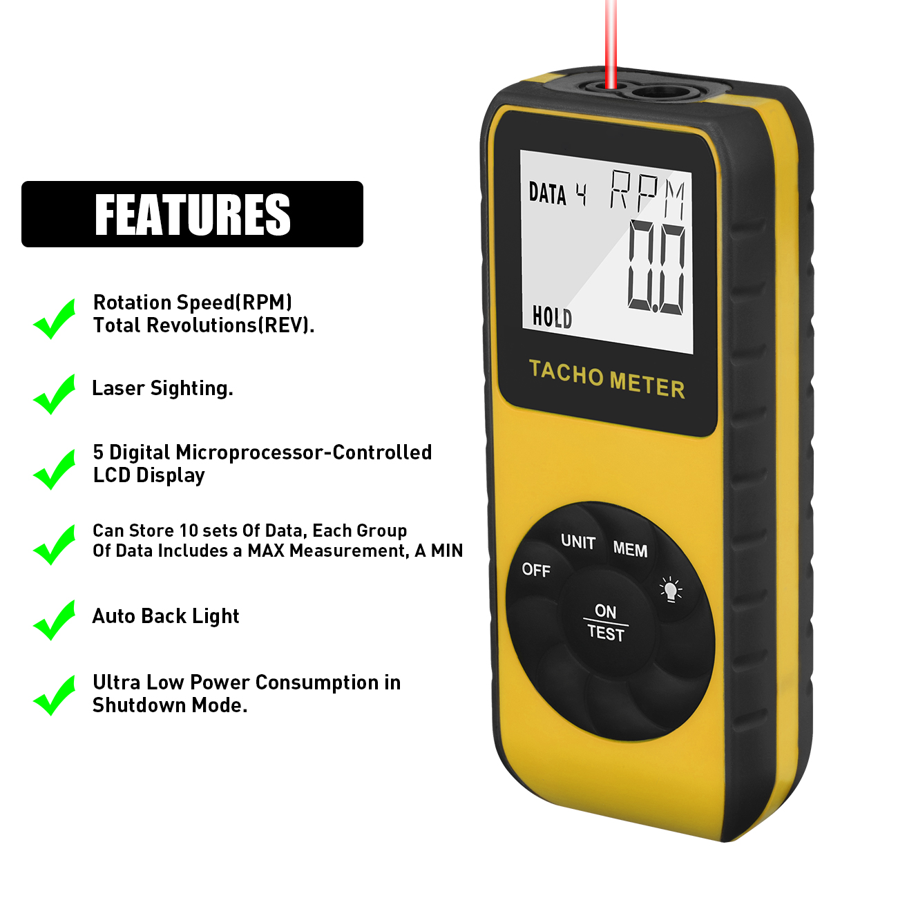 เครื่องวัดความเร็วรอบแบบดิจิตอ - Industrial Laser Tachometer บทวิจารณ์และราคา